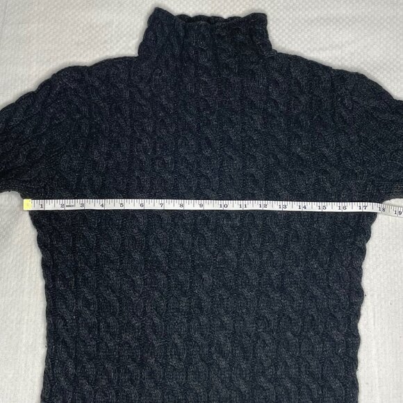 Eagle's Eye 100% Wool Black Cable Knit Turtleneck Sweater (Small) - Picture 6 of 8
